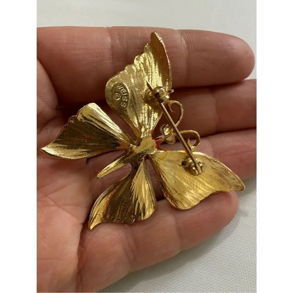 1960s / 70s Weiss Vibrant Bohemian Hippie Woodstock Enamel Butterfly Brooch